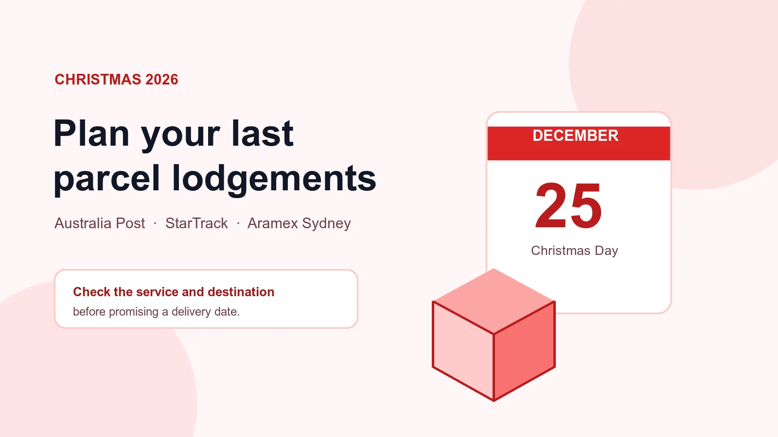 Christmas delivery cut-off dates 2026: Australia Post and Aramex
