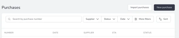New Purchase button in Ricemill Inventory