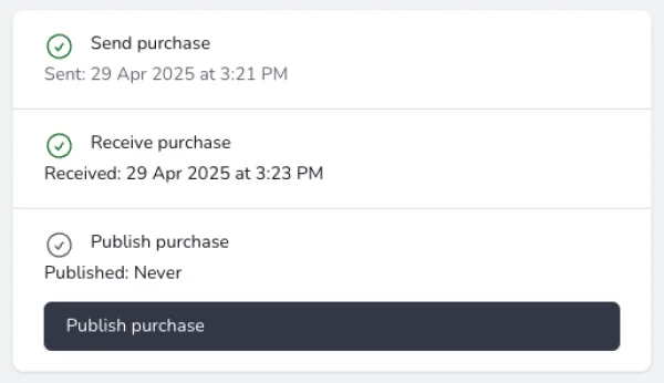 Publish purchase action that updates inventory